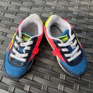 Puma Kids Sneakers - Navy, Neon Pink, and Lime